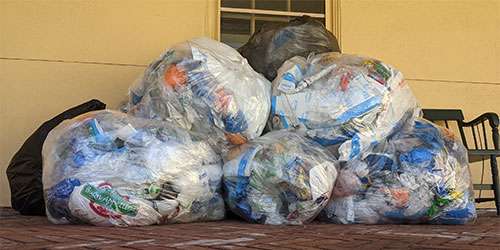 Bags of recycling for the trex recycling challenge